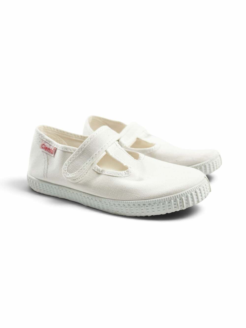 Cienta Girls T-Strap Mary Jane Canvas Sneakers White EU 29 US 11.5-12